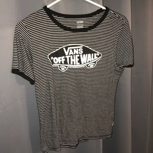 Vans t-shirt. Black and white striped shirt.